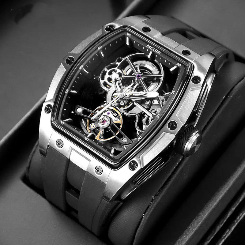 Stand Out with this Automatic Skeleton Tonneau Watch