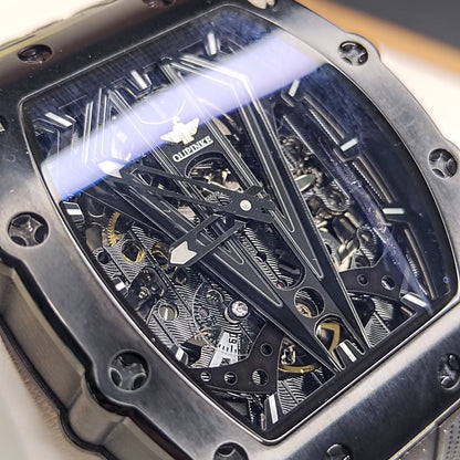 Exceptional Dark Tonneau Skeleton Watch for exceptional men