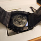 Exceptional Dark Tonneau Skeleton Watch for exceptional men