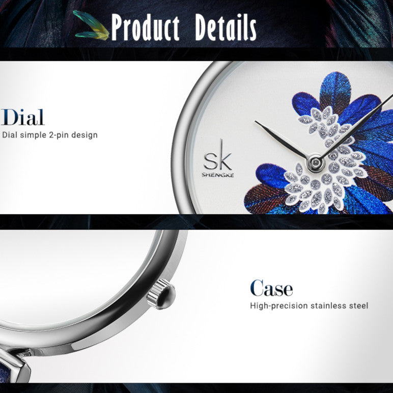 Elegant watch for women on the theme of birds