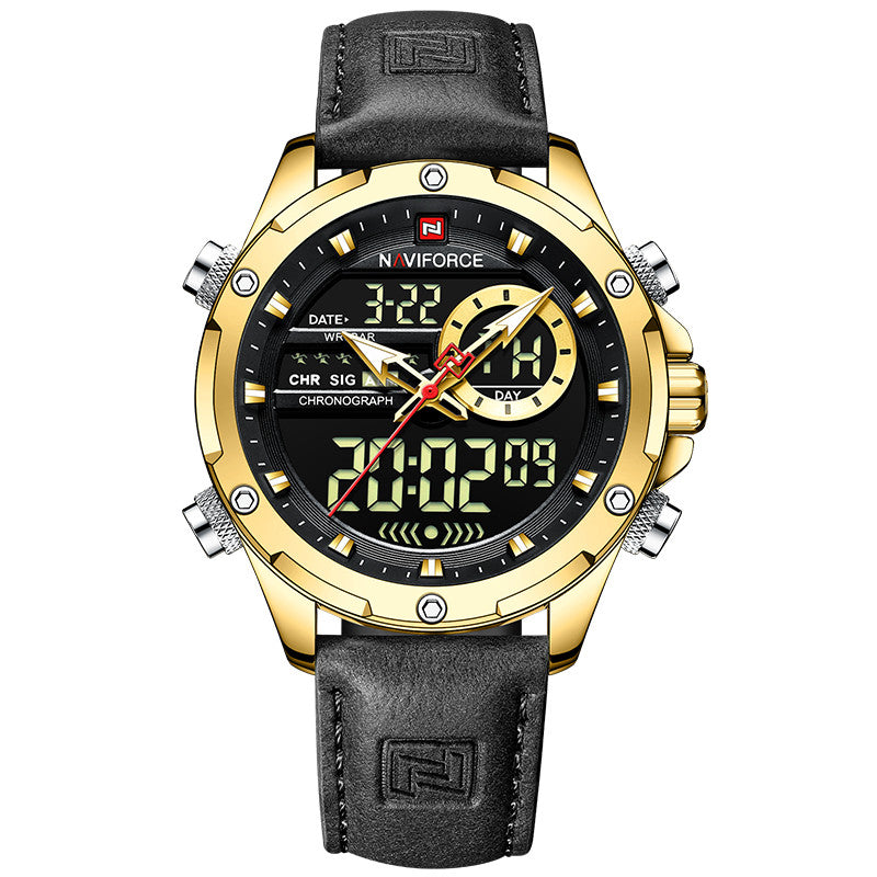 High-quality military-style watch for men with dual time