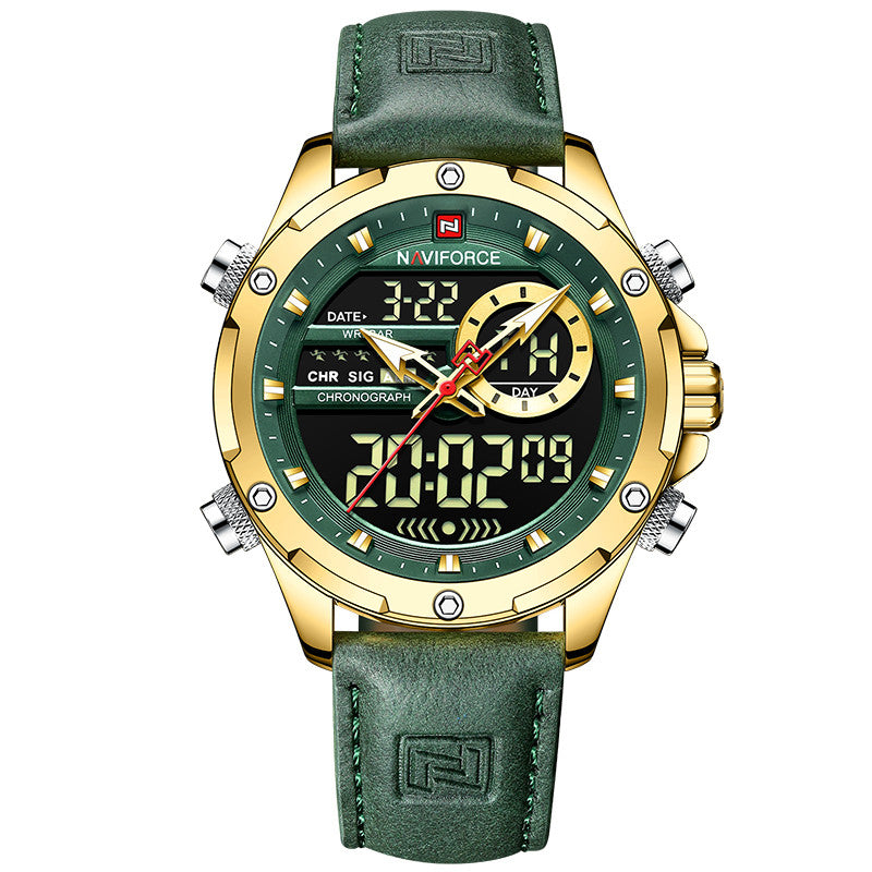 High-quality military-style watch for men with dual time