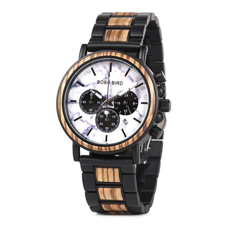 High-quality wood watch for men with Chronograph